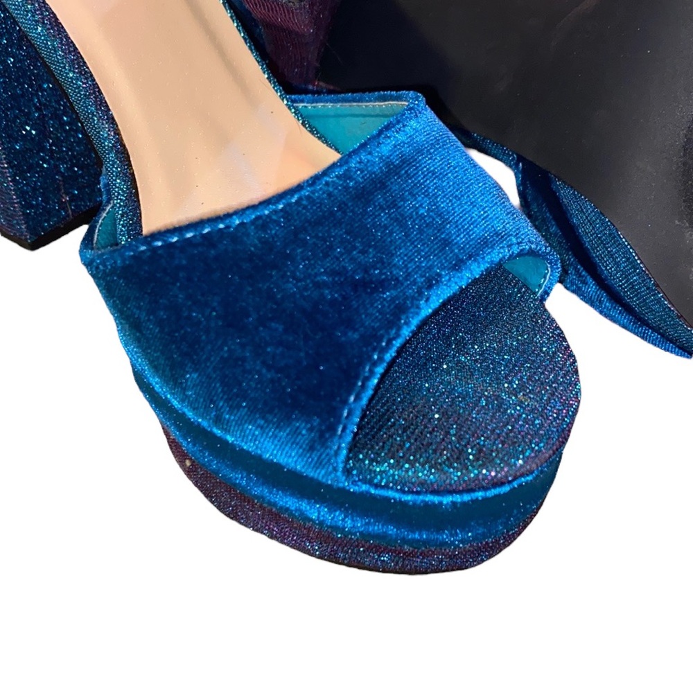 Gorgeous Blue Velvet Sparkle Heels